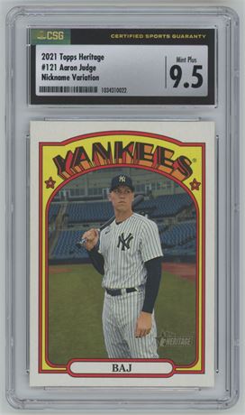 2021 Topps Heritage #121 Aaron Judge Nickname Variation CSG 9.5 MINT+