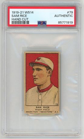 1919-21 W514 #79 Sam Rice Hand Cut PSA Authentic