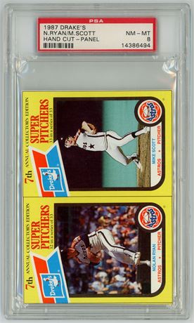 1987 Drake's Nolan Ryan Hand Cut Panel PSA 8 NMMT