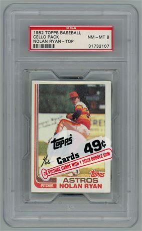 1982 Topps Baseball Cello Pack Nolan Ryan On Top PSA 8 NMMT