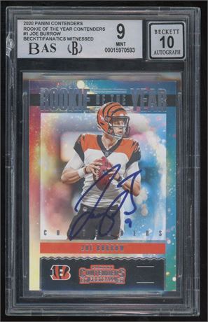 2020 Panini Contenders Rookie of the Year  #1 Joe Burrow Auto BGS 9 Auto 10