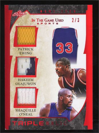 2022 Leaf In the Game Used Triple Relic Ewing/Olajuwon/O'Neal 2/3