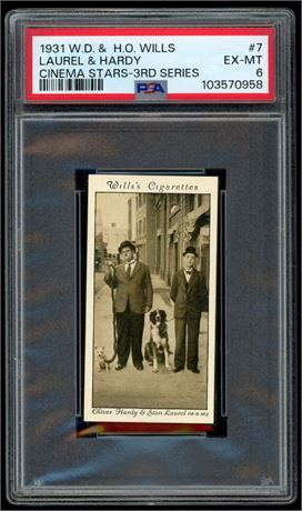 1931 WD & HO Willis #7 Laurel & Hardy Cinema Stars-3rd Series PSA 6 EXMT
