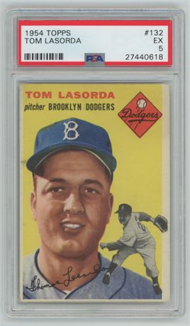 1954 Topps #132 Tommy Lasorda RC PSA 5 EX