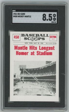 1961 Nu-Card #450 Mickey Mantle SGC 8.5 NMMT+