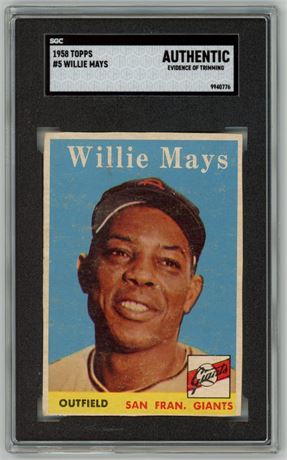 1958 Topps #5 Willie Mays SGC Authentic (Evidence of Trimming)