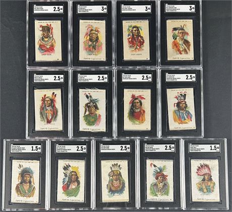 1910 S67 Silks American Indian Chiefs Tokio SGC Graded Lot (13)