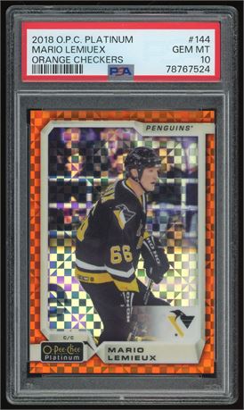 2018 O-Pee-Chee Platinum #144 Mario Lemiuex Orange Checkers 05/25 PSA 10 Pop 3
