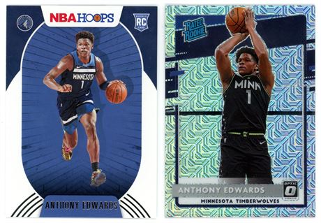2020 Panini Hoops/Optic Anthony Edwards RC Raw Lot (2)