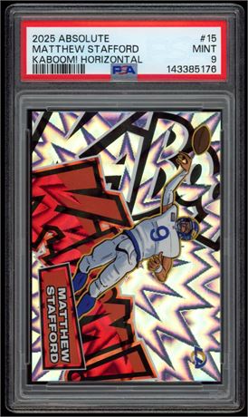 2025 Absolute #15 Matthew Stafford Kaboom! Horizontal PSA 9