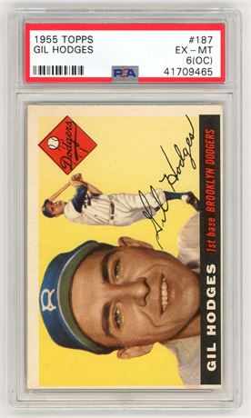 1955 Topps #187 Gil Hodges Hi # PSA 6 (OC) (READ)