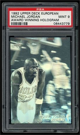 1992 Upper Deck European Michael Jordan Award Winning Hologram PSA 9