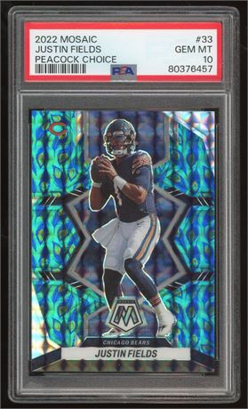 2022 Mosaic #33 Justin Fields Peacock Choice Case Hit PSA 10 GEM MINT