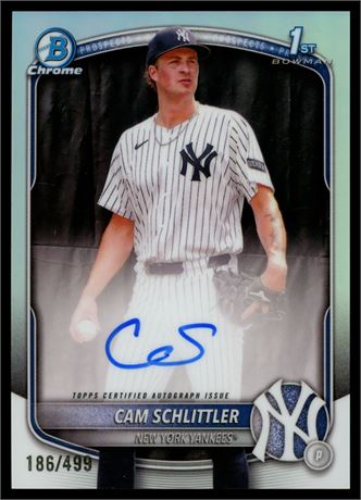 2025 Bowman Chrome Cam Schlittler 1st Bowman Auto 186/499