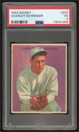 1933 Goudey #222 Charley Gehringer RC PSA 3 VG