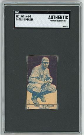 1921 W516-2-3 #6 Tris Speaker SGC Authentic (Minimum Size Not Met)