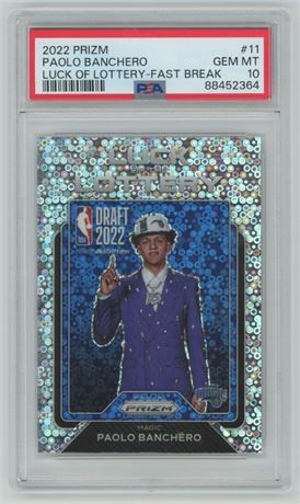 2022 Panini Prizm #11 Luck of the Lottery Fast Break Paolo Banchero RC PSA 10
