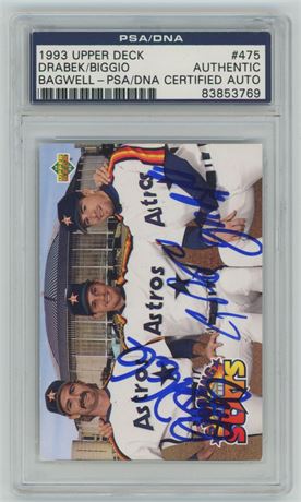 1993 Upper Deck #475 Drabek/Biggio/Bagwell Triple Auto PSA Authentic