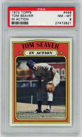 1972 Topps #446 Tom Seaver In Action PSA 8 NMMT