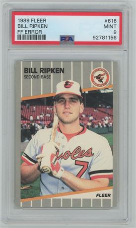 1989 Fleer #616 Billy Ripken FF Error PSA 9 MINT