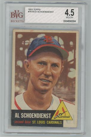 1953 Topps #78 Red Schoendienst BVG 4.5 VGEX+