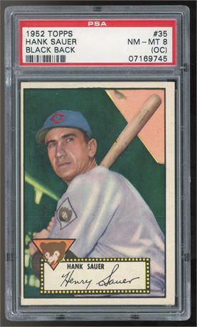 1952 Topps #35 Hank Sauer Black Back PSA 8 (OC) NMMT