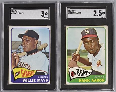 1965 Topps SGC Graded Star Lot (2) Aaron/Mays