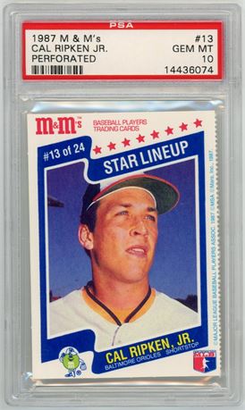 1987 M&M's #13 Cal Ripken Jr Perforated PSA 10 GEM MINT Pop 13