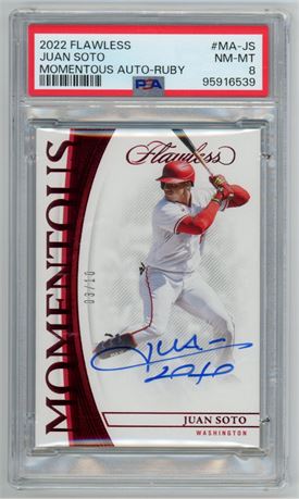 2022 Panini Flawless Juan Soto Momentous Auto-Ruby 3/10 PSA 8 NMMT