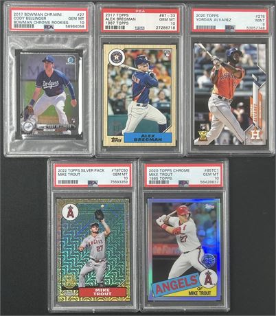 2017-2022 Star PSA Graded Lot (5) w/ Trout, Bellinger, Bregman and Alvarez