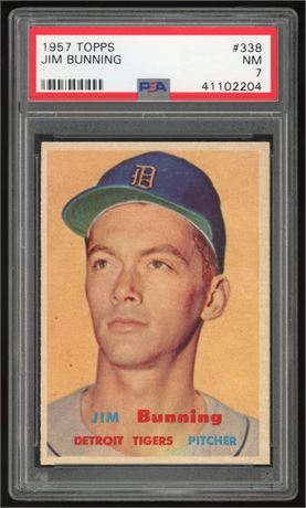 1957 Topps #338 Jim Bunning RC PSA 7 NM