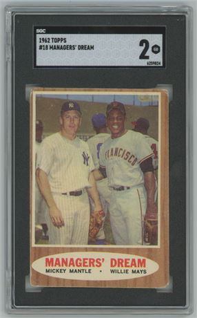 1962 Topps #18 Manager's Dream Mantle / Mays SGC 2 GOOD