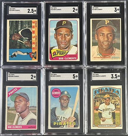 1960-1972 Topps Roberto Clemente SGC Graded Lot (6) SGC 3 Average