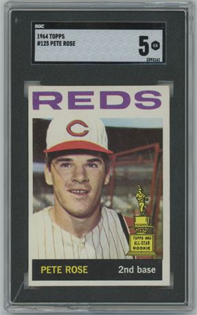 1964 Topps #125 Pete Rose SGC 5 EX Crack in Slab Bottom Left