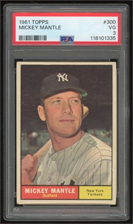 1961 Topps #300 Mickey Mantle PSA 3 VG