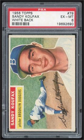 1956 Topps #79 Sandy Koufax White Back PSA 6 EXMT