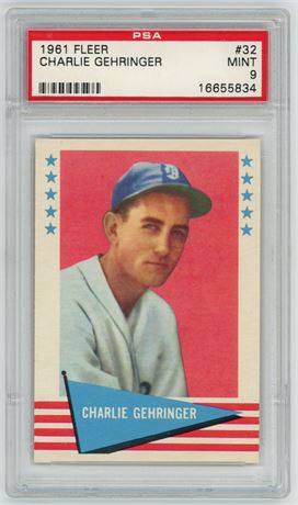 1961 Fleer #32 Charlie Gehringer PSA 9 MINT