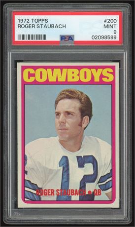 1972 Topps #200 Roger Staubach RC PSA 9 MINT Stunner! Only 4 Higher