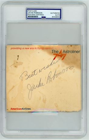 Jackie Robinson Signed Postcard PSA DNA Certified Authentic Auto (READ History)