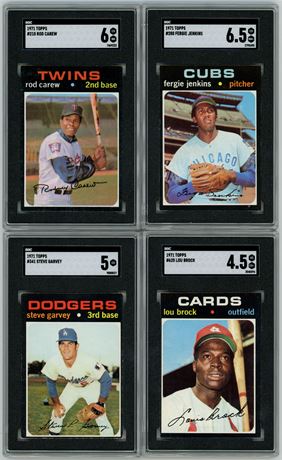 1971 Topps Baseball SGC Graded Lot (4) w/ Brock, Carew, Garvey, & Jenkins