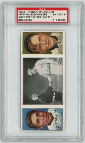 1912 T202 Hassan Triple Folders Mathewson/Meyers Just Before The Battle PSA 6