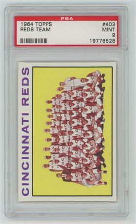 1964 Topps #403 Reds Team Card PSA 9 MINT Only 2 Higher RARE!