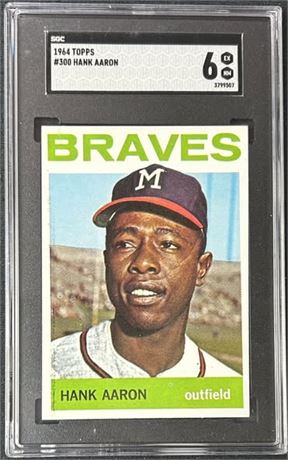 1964 Topps #300 Hank Aaron SGC 6 Beauty!