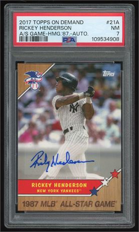2017 Topps On Demand Rickey Henderson All-Star Game '87 Auto PSA 7 NM