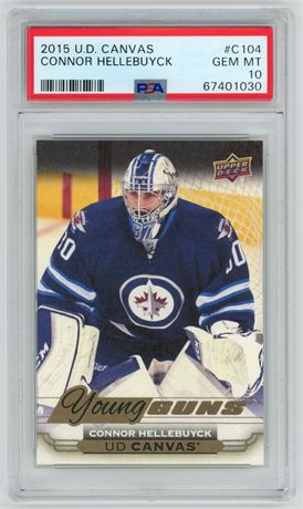 2015 Upper Deck Canvas Connor Hellebuyck Young Guns PSA 10 GEM MINT