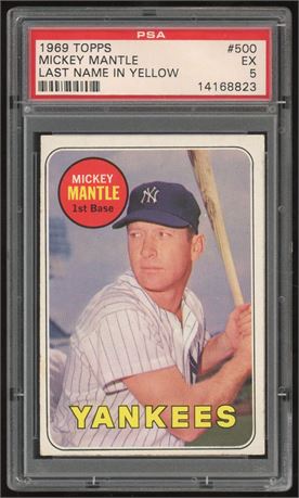1969 Topps #500 Mickey Mantle PSA 5 EX