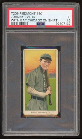 1909-11 T206 Piedmont 350 Johnny Evers With Bat Chicago HOF PSA 1.5 FAIR