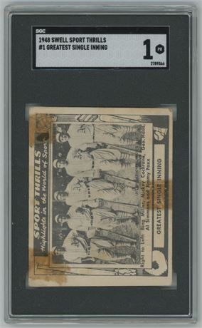 1948 Swell Sport Thrills #1 Greatest Single Inning Foxx & Cochrane SGC 1 POOR