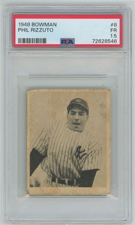 1948 Bowman #8 Phil Rizzuto Short Print PSA 1.5 FAIR