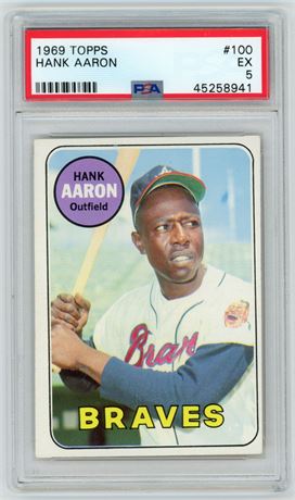 1969 Topps #100 Hank Aaron PSA 5 EX
